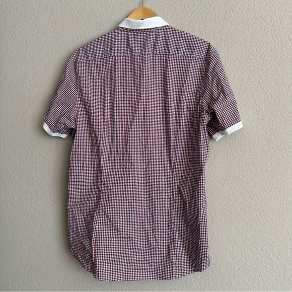 Michael Kors Men's Red Gingham Check Slim Fit Casual Button Down Shirt Size L - Picture 5 of 7